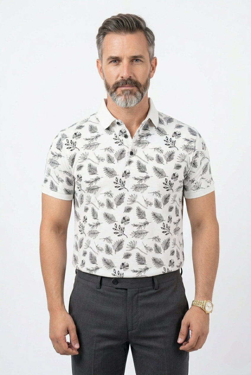 Stylix Men’s Polo Neck T-Shirt – Regular Fit Cotton Blend Printed Casual T-Shirt (Daily Wear)